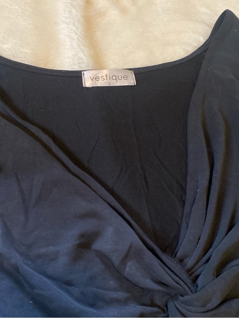 vestique Black Twist-Front Surplice Top